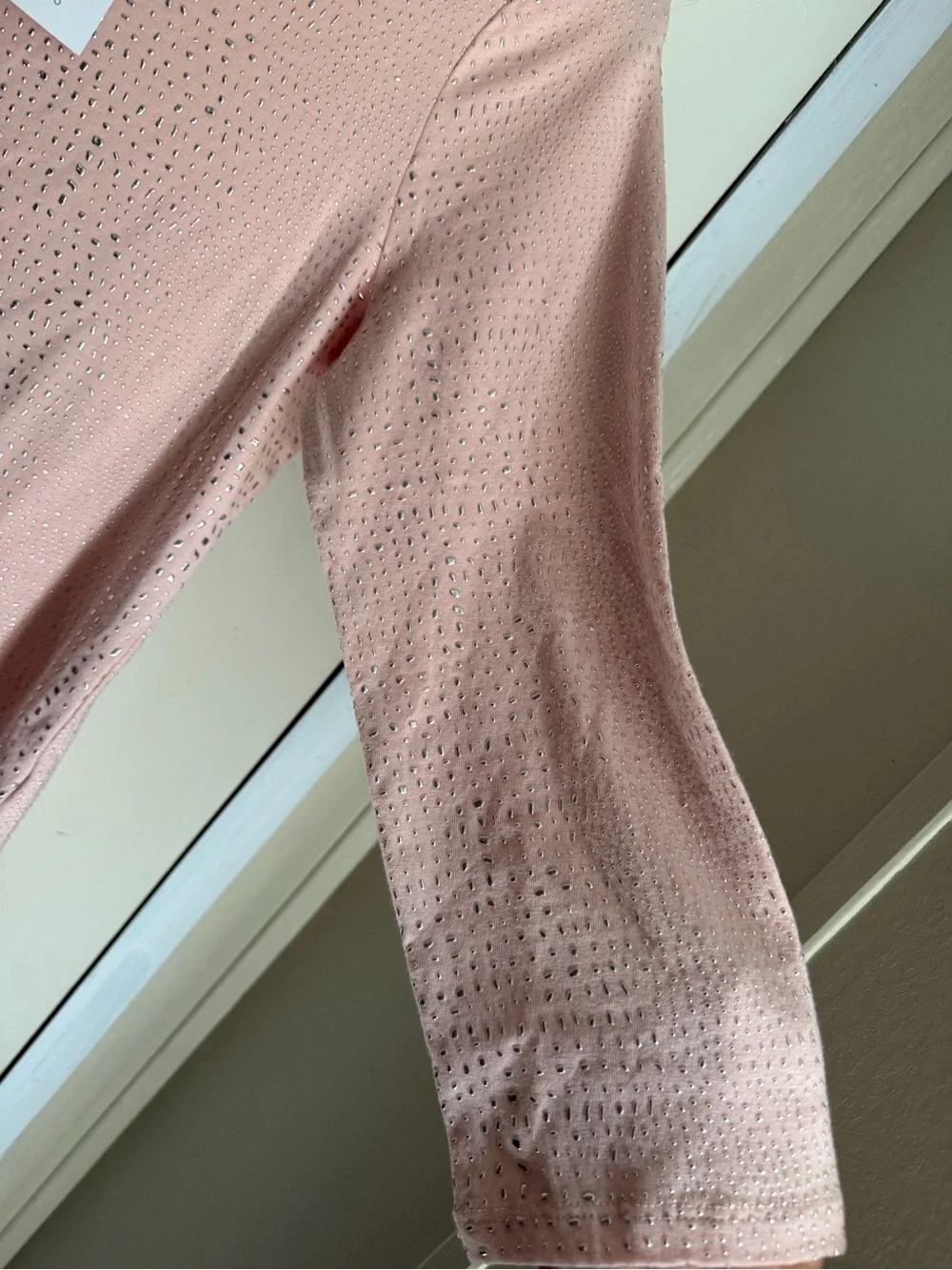 NWT Zenergy by Chicos dew drop pixie pink Studded Detail 3/4 Slv Tee M/8 boho - Picture 7 of 9